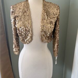 Gold Sequin Cropped Bolero Jacket